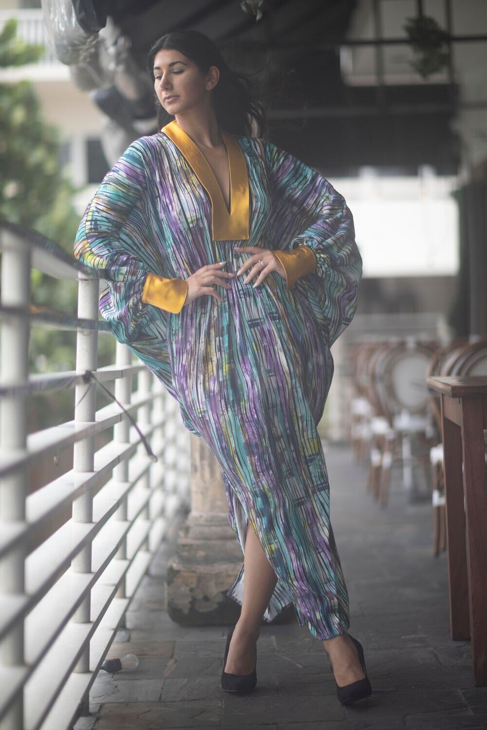 The Dubai Leather Trim Kaftan