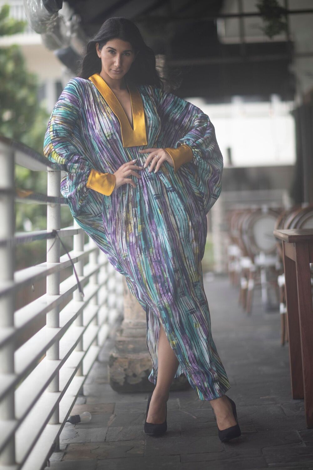 The Dubai Leather Trim Kaftan