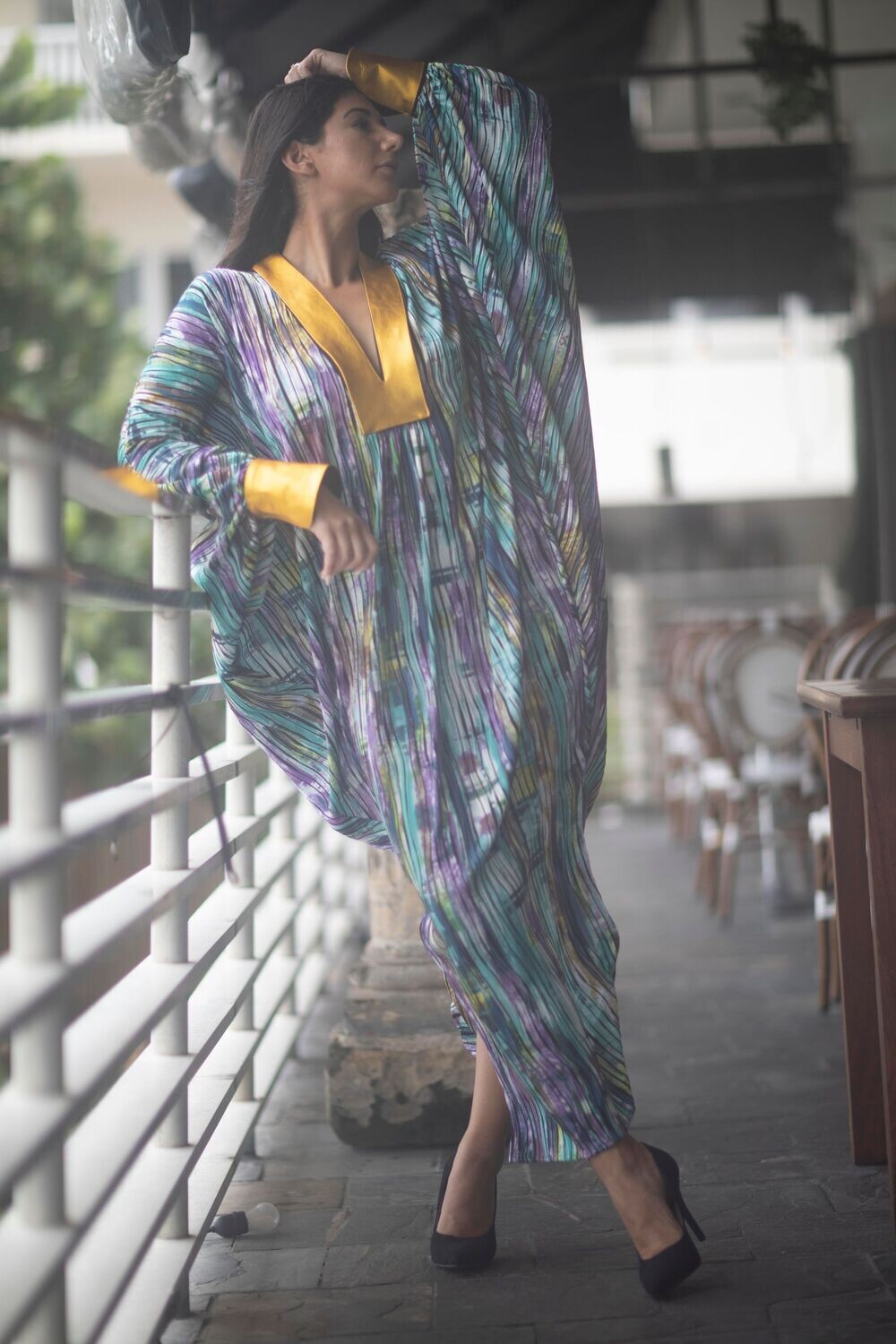 The Dubai Leather Trim Kaftan