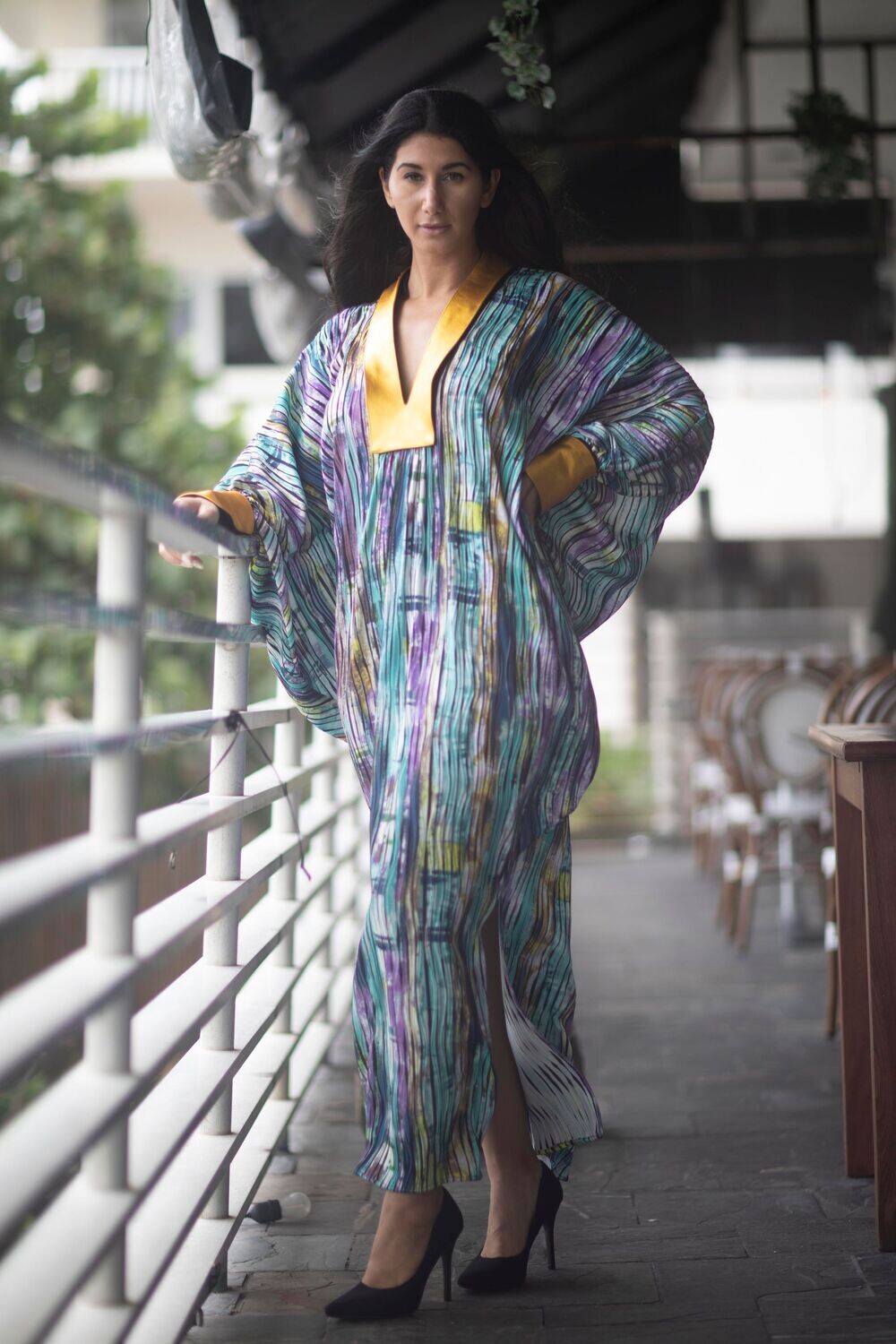 The Dubai Leather Trim Kaftan