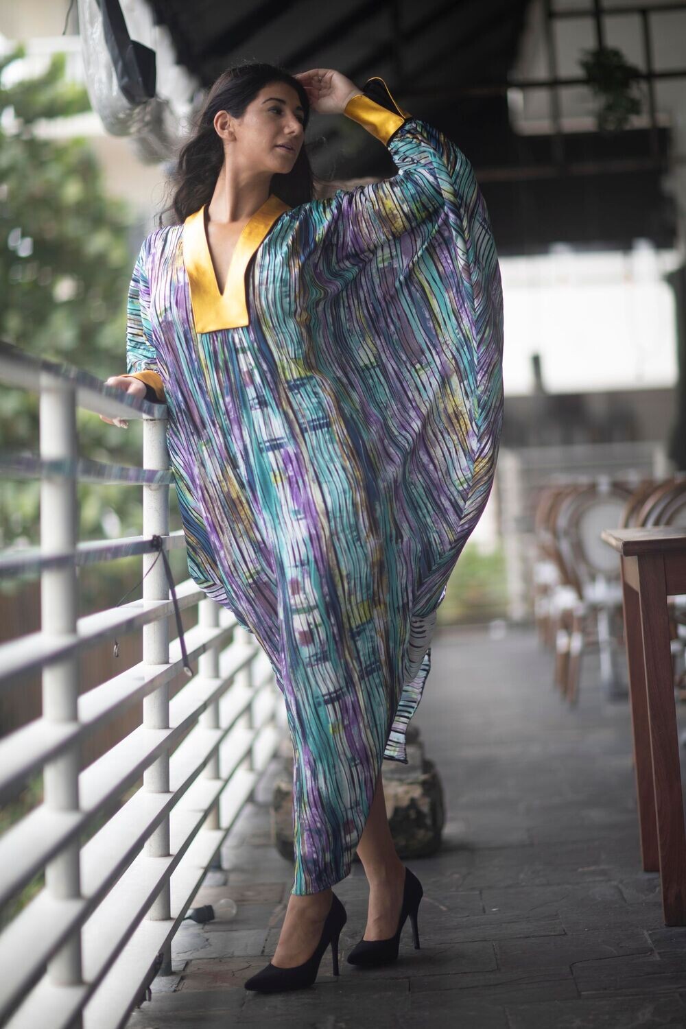 The Dubai Leather Trim Kaftan