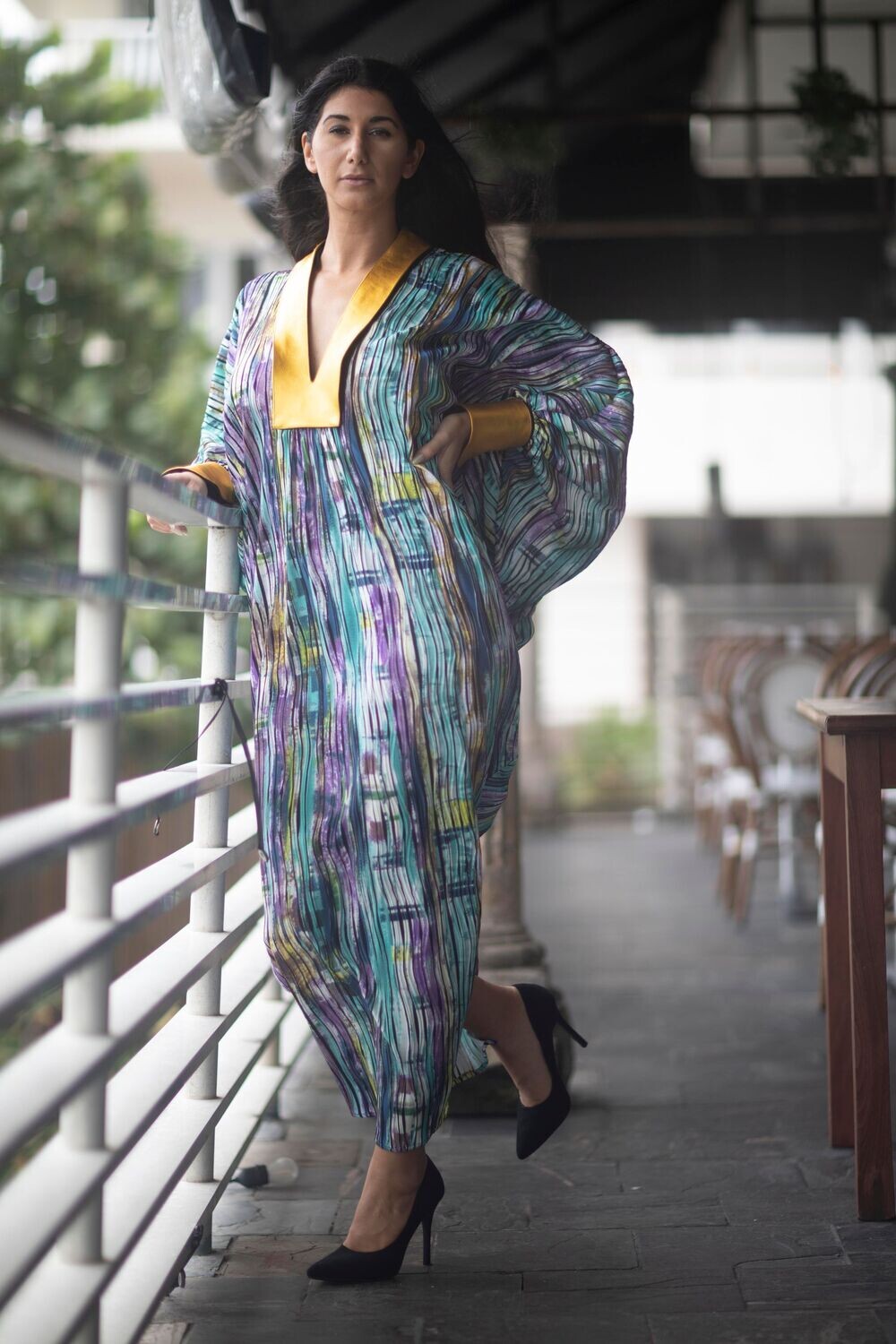 The Dubai Leather Trim Kaftan