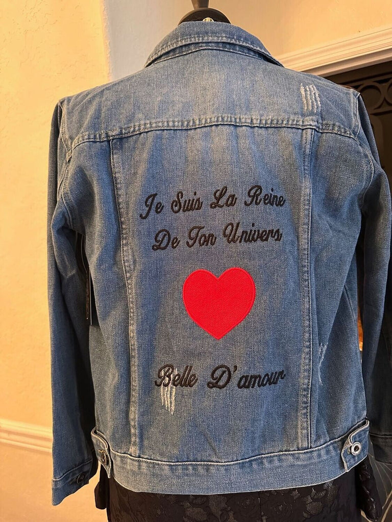 Je Suis Embroidered Denim Jacket