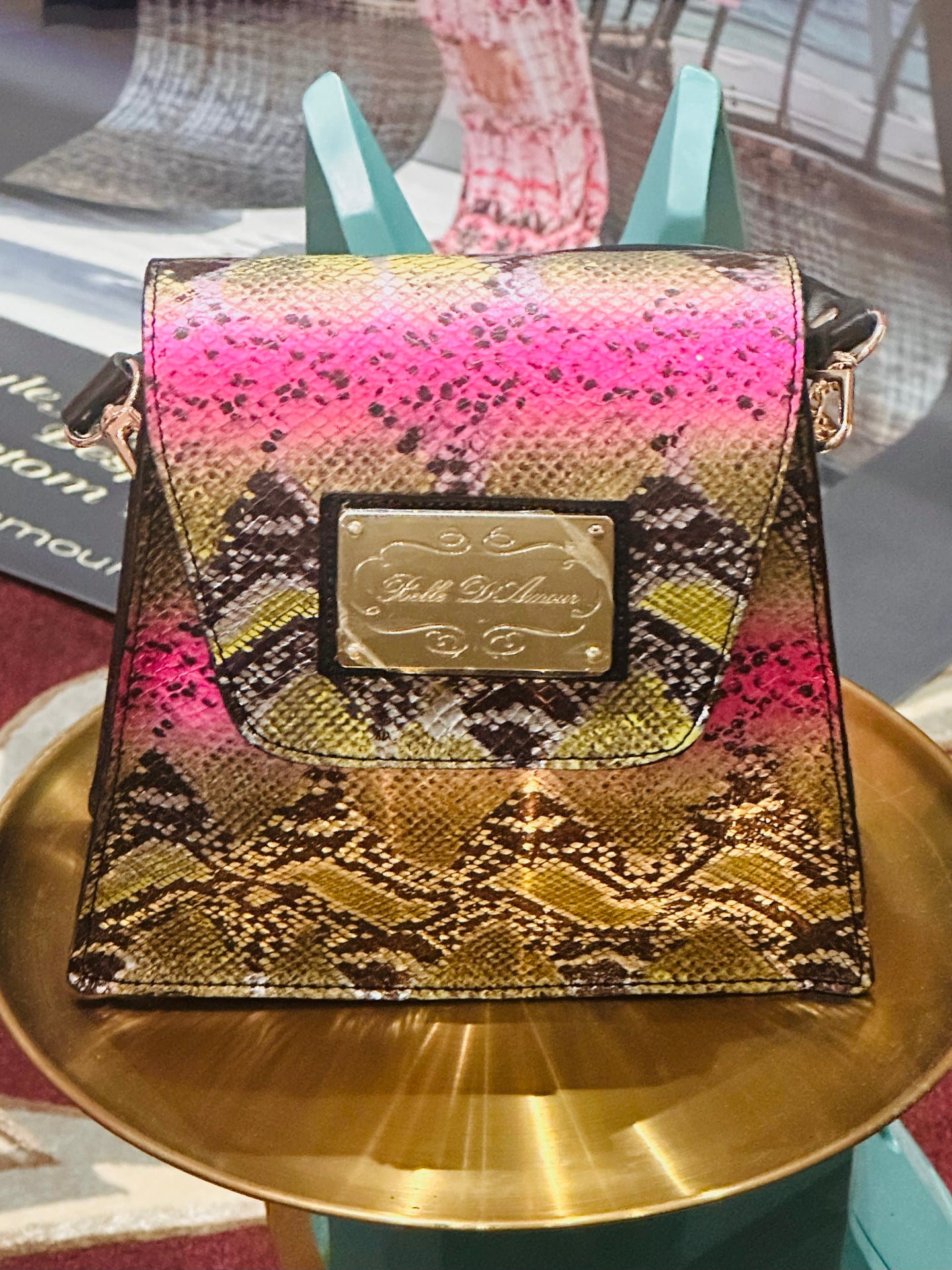 Close-up of The Kiki Handbag showing premium leather texture and gold hardware details