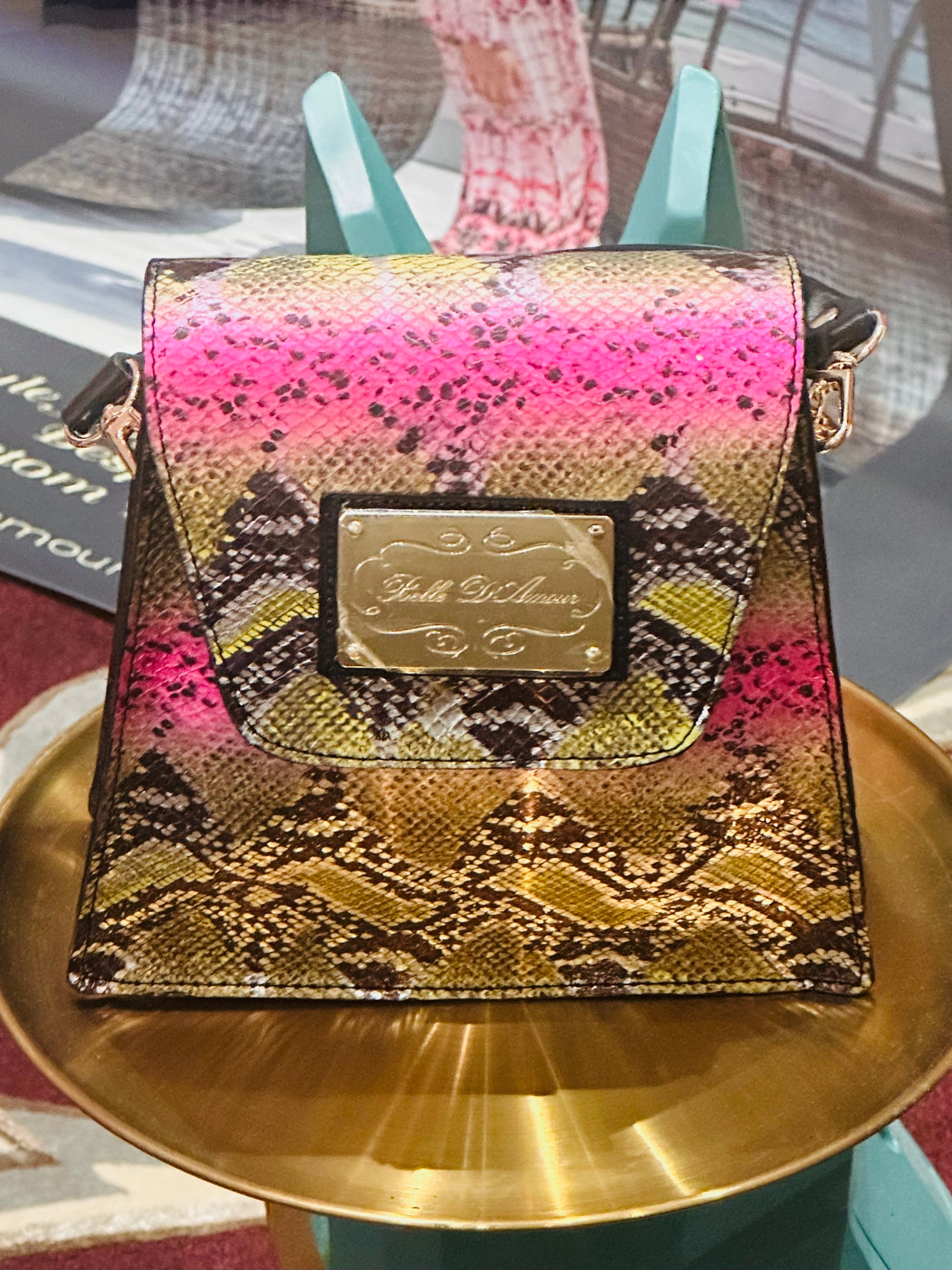 Close-up of The Kiki Handbag showing premium leather texture and gold hardware details