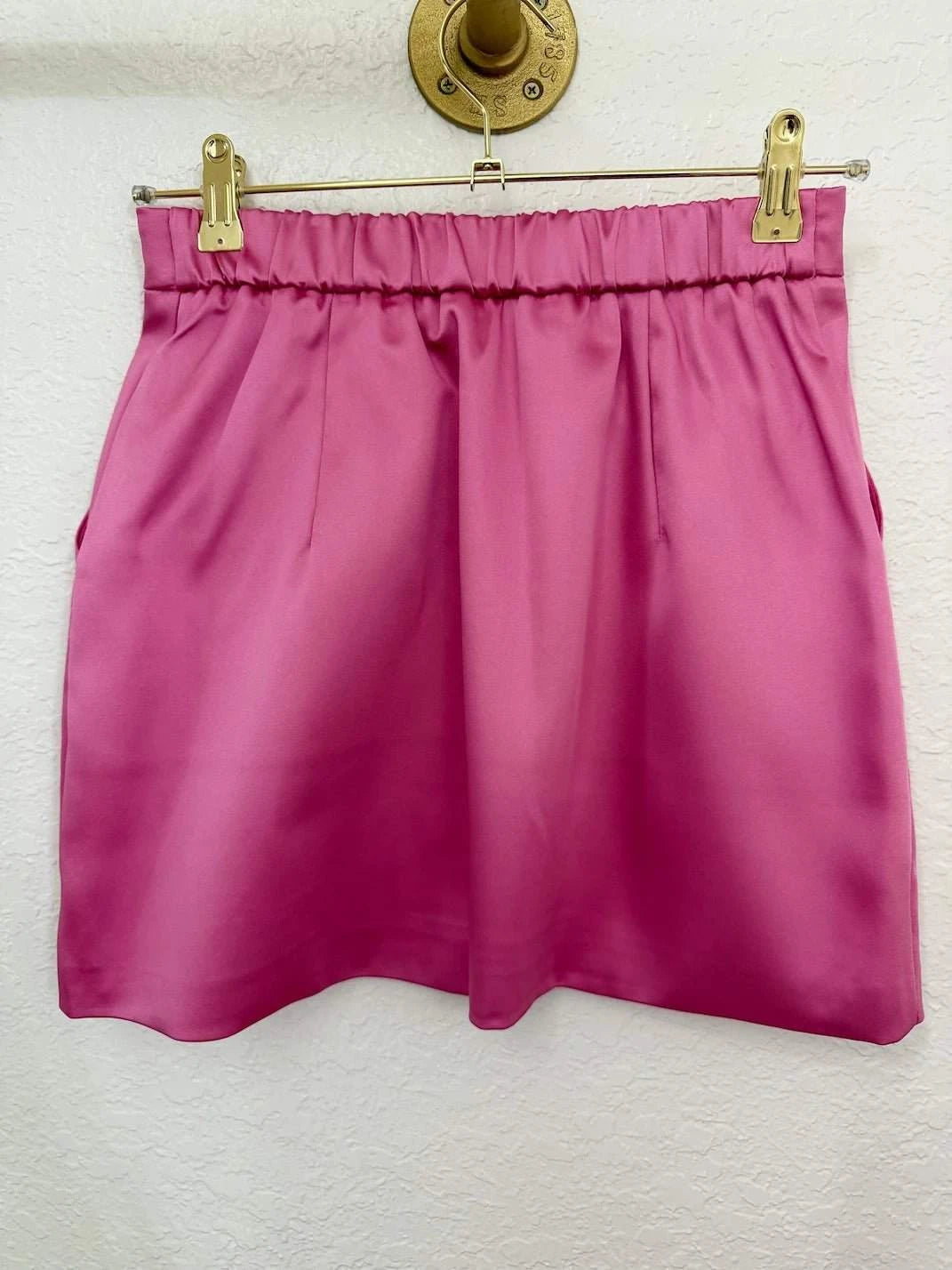 The Satin Candy Pink Skirt Suit - Belledamour.com