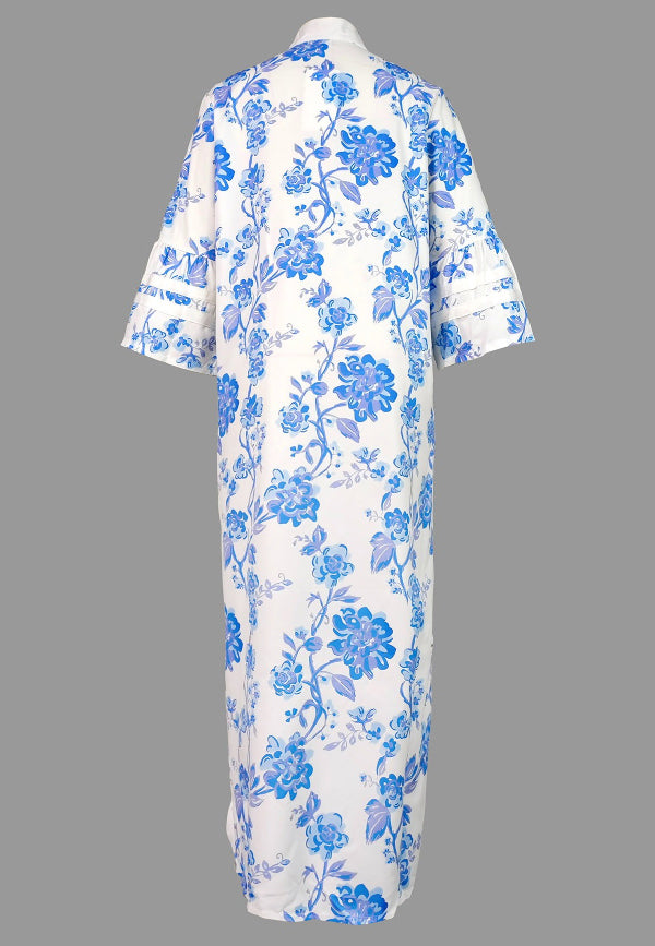 White & Blue Flower Dress