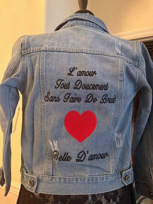 L’ Amour Embroidered Denim Jacket