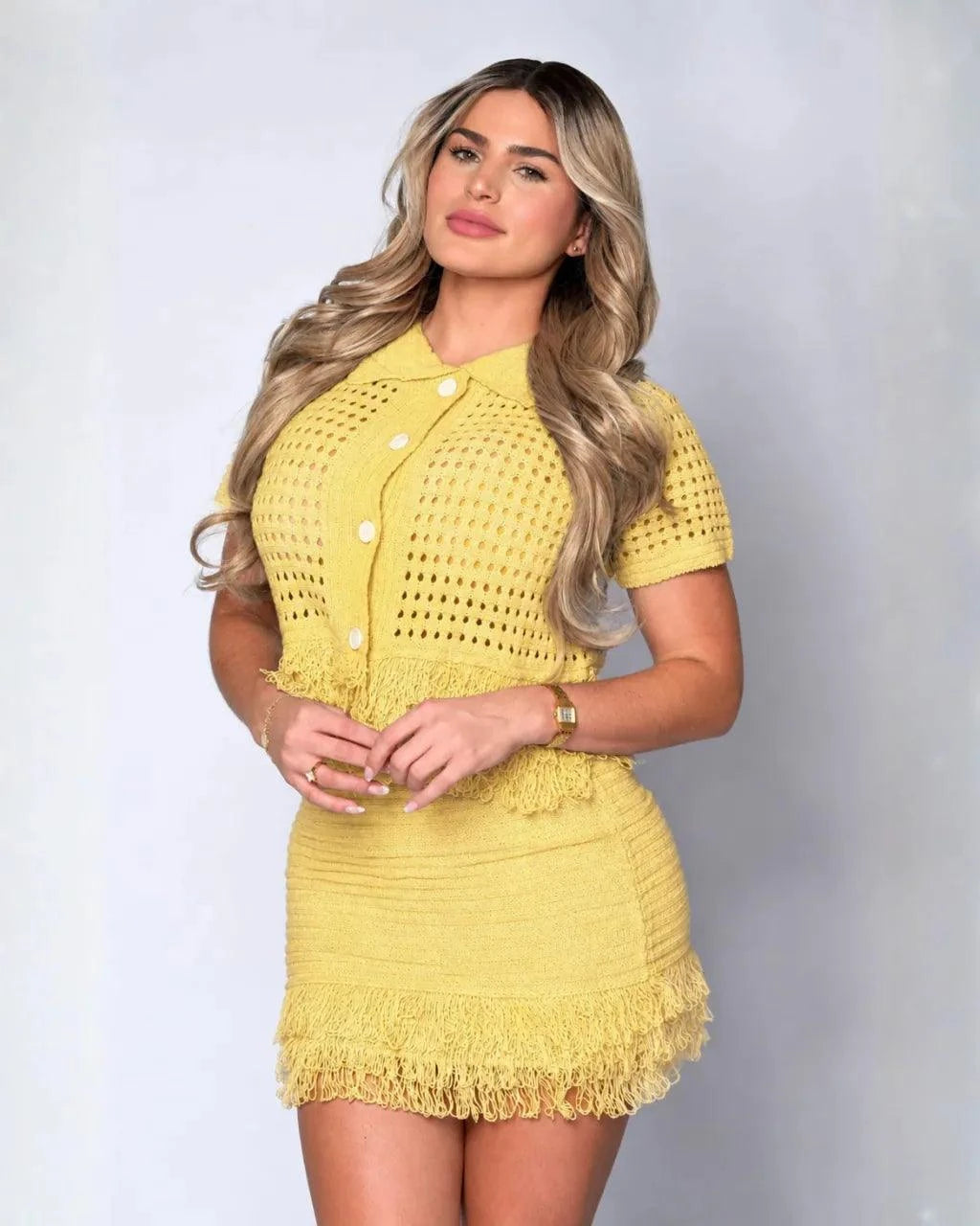 The Monica 2-Piece Fringed Crotchet Skirt Set