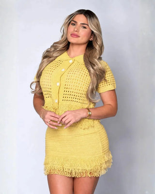 The Monica 2-Piece Fringed Crotchet Skirt Set