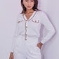 Ribbed Cardigan Adorned With Gold Chains And Gold Buttons