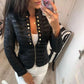 Faux Leather Jacket With Gold Buttons, Zip Front Close Military Style. Stunning!