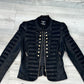Faux Leather Jacket With Gold Buttons, Zip Front Close Military Style. Stunning!