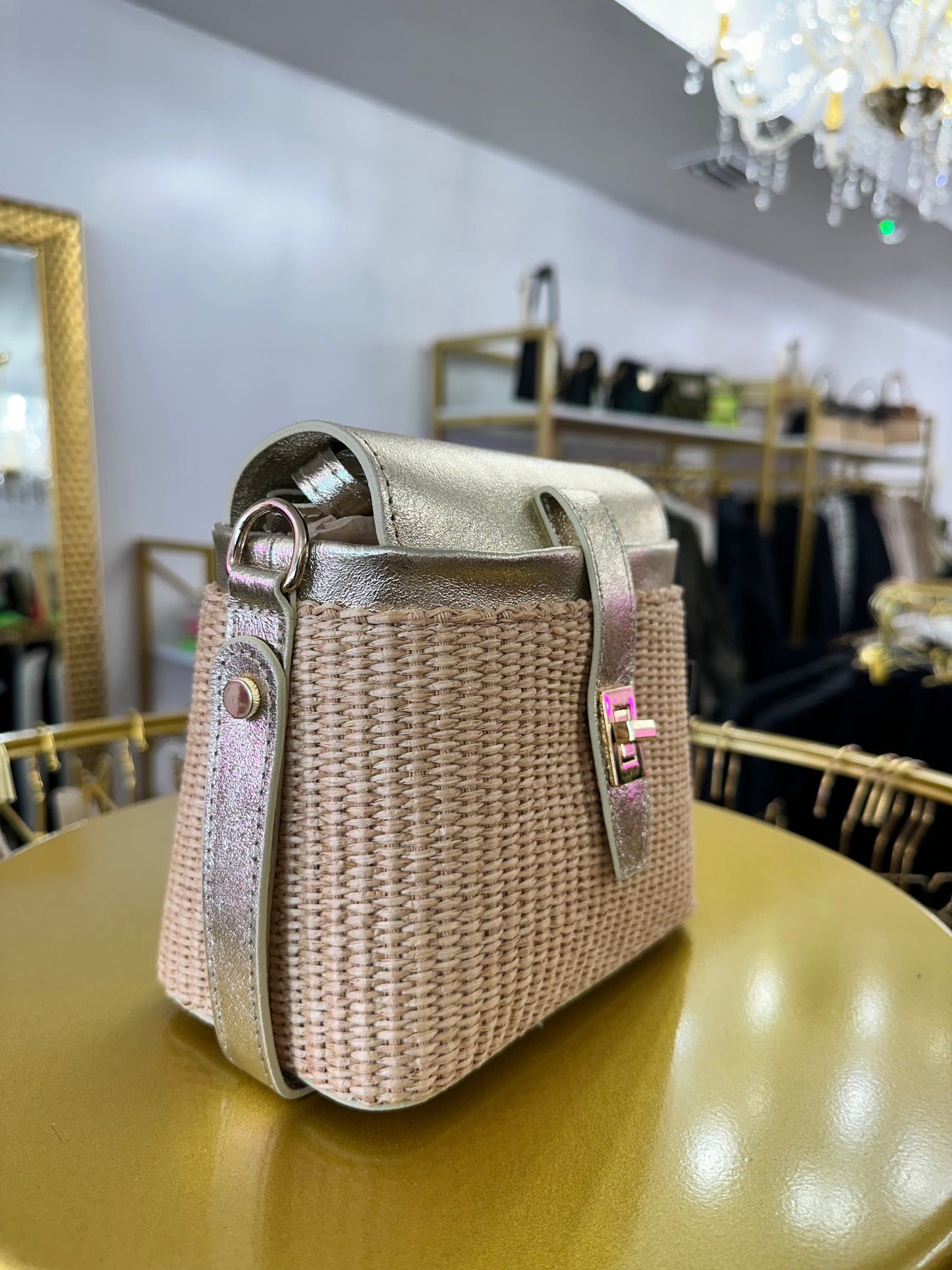 The Mini Rattan Leather Handbag