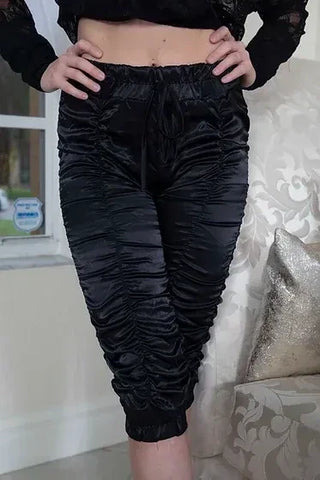 all over ruched capris on Belle D' Amour model nice pants