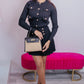 The Linda Gold Buttoned Pleated Skirt