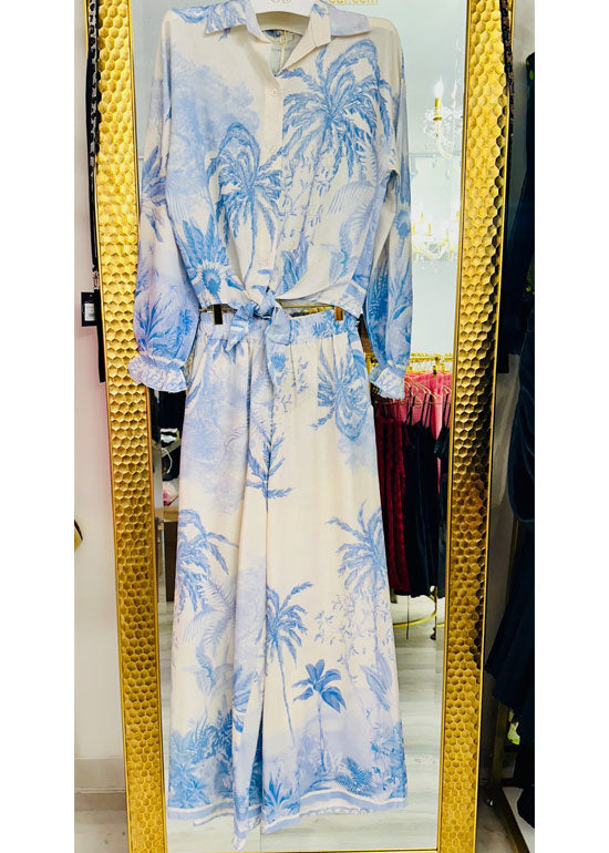 The Linen Luxe Italian Palm Trees Smocked Tube Top / Skirt