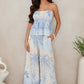 The Linen Luxe Italian Palm Trees Smocked Tube Top / Skirt