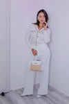 Ribbed Cardigan Adorned With Gold Chains And Gold Buttons - Belledamour.com