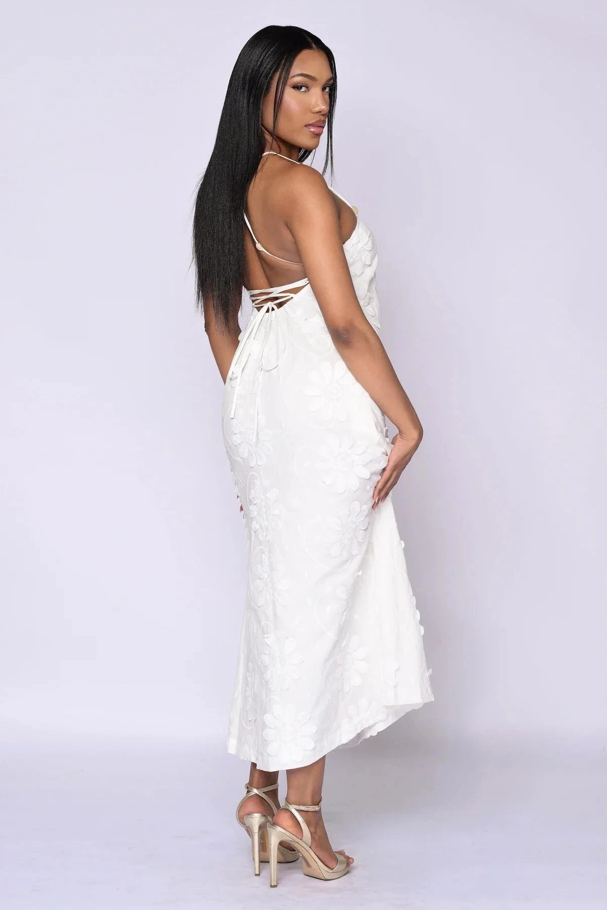 The Allessia Lace-Up Maxi Dress - Belledamour.com