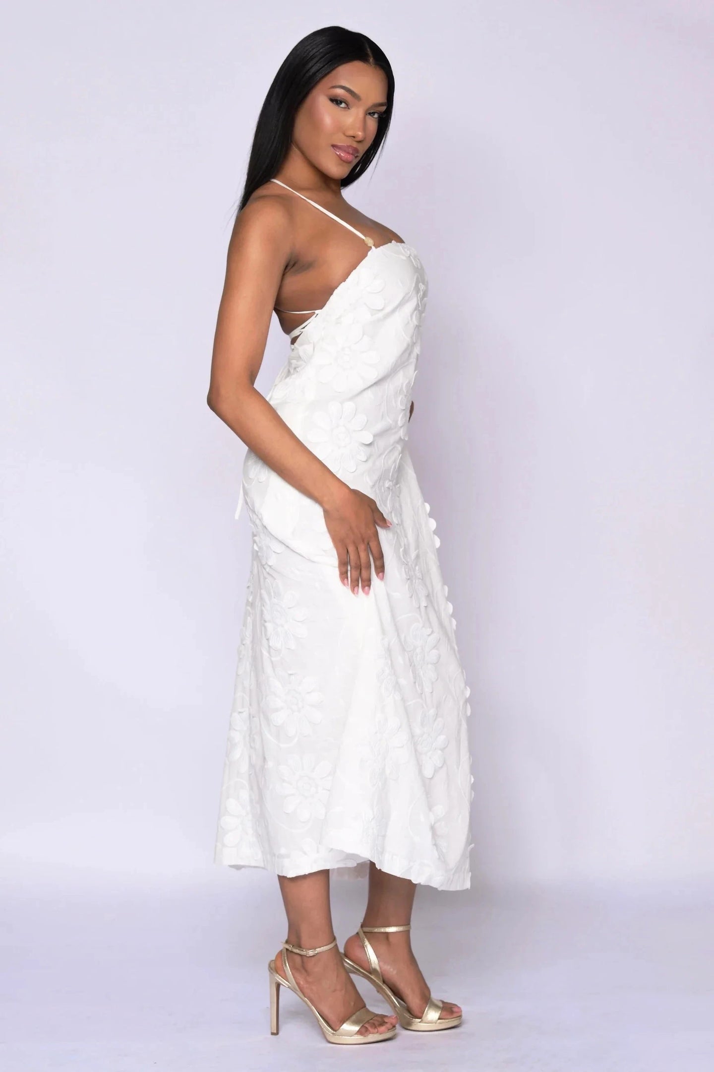 The Allessia Lace-Up Maxi Dress - Belledamour.com