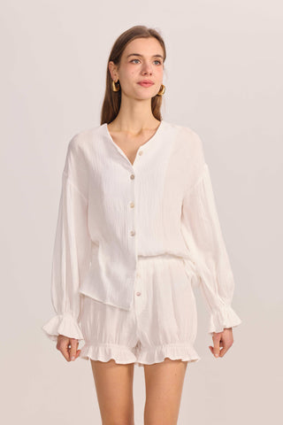 The Cotton Gauze Button Down Shorts - Belledamour.com