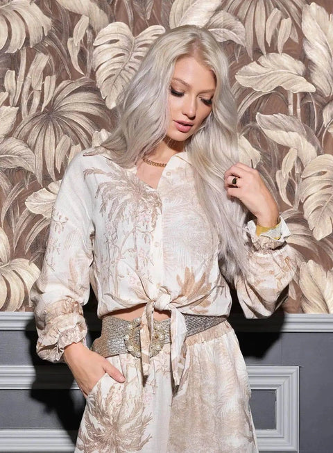 The Linen Luxe Tie Blouse - Belledamour.com