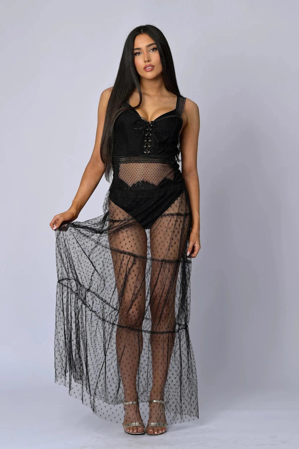 The Polka Dot Mesh Skirt - Belledamour.com