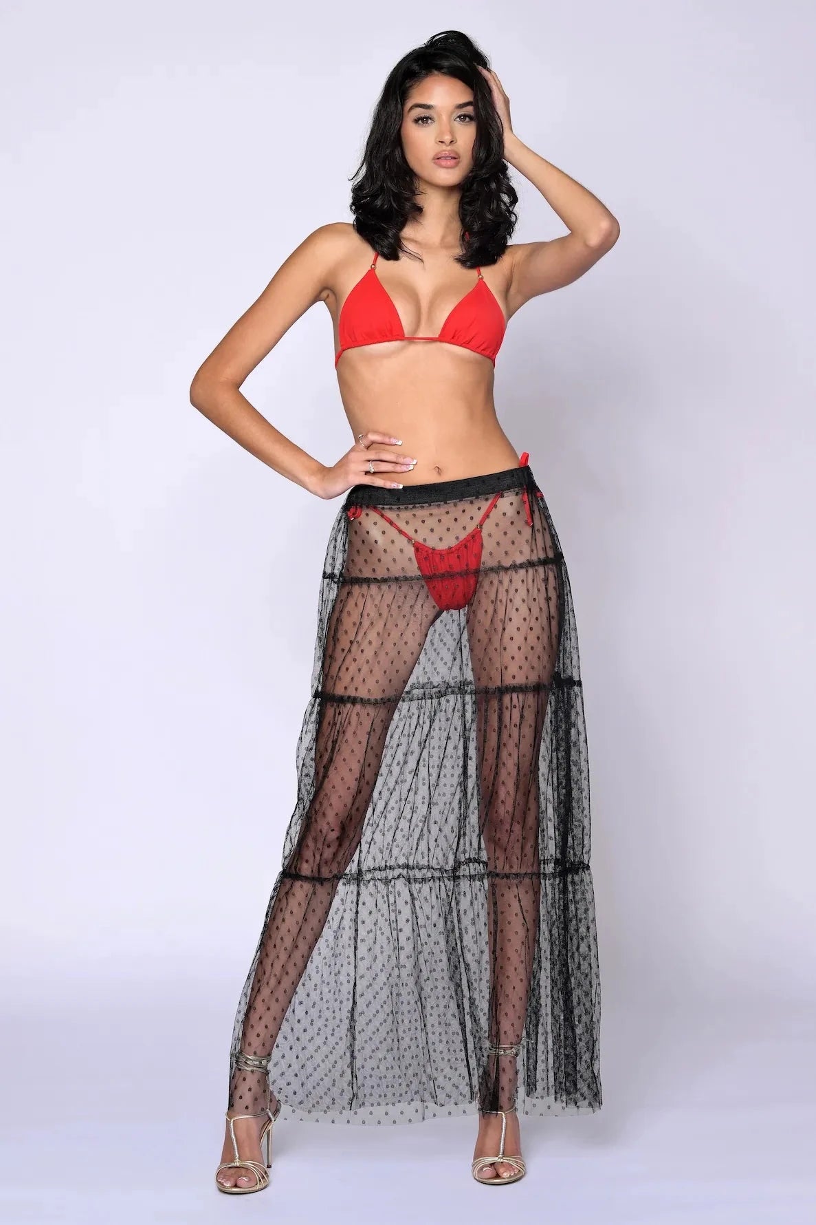 The Polka Dot Mesh Skirt - Belledamour.com