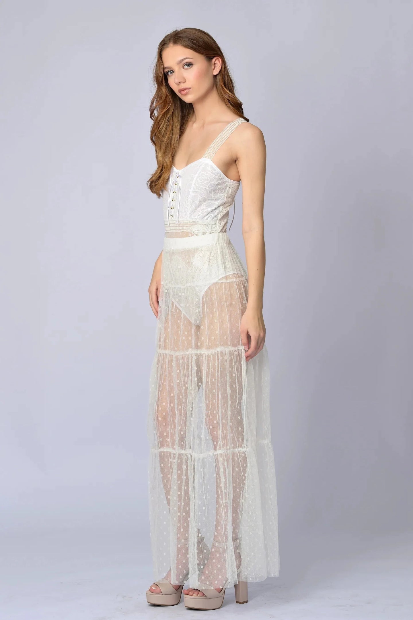 The Polka Dot Mesh Skirt - Belledamour.com