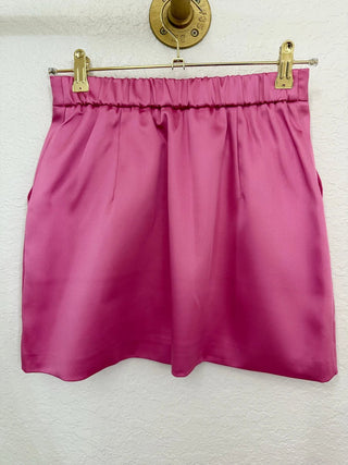 The Satin Candy Pink Skirt Suit - Belledamour.com
