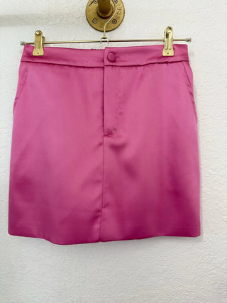 The Satin Candy Pink Skirt Suit - Belledamour.com