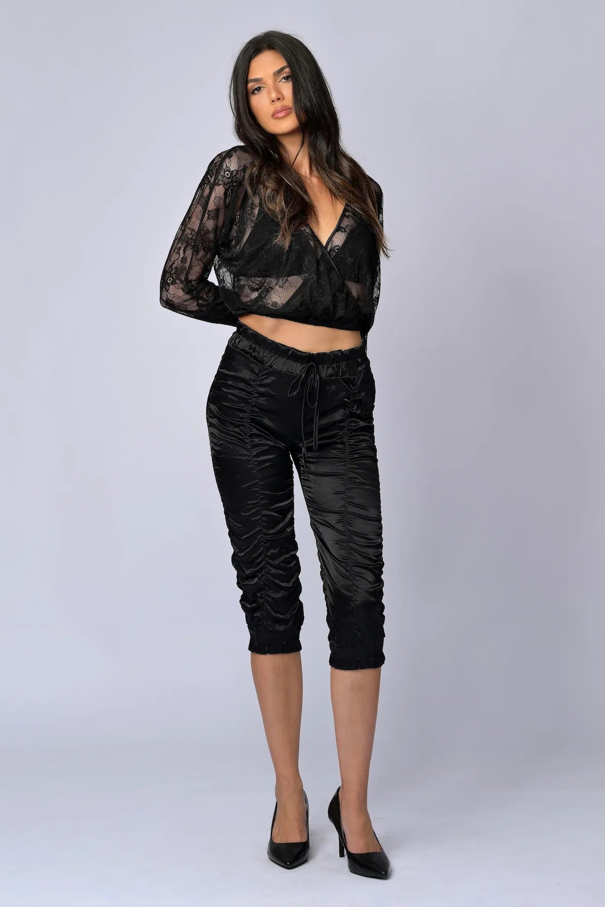 All Over Ruched Capris