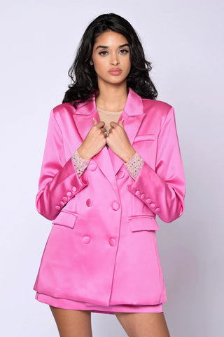 The Satin Candy Pink Skirt Suit