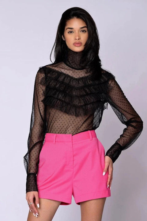 The Runway Shorts in vibrant raspberry pink with tailored fit and side pockets