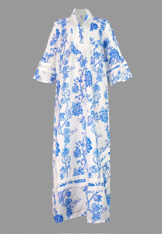 White & Blue Flower Dress - Belledamour.com